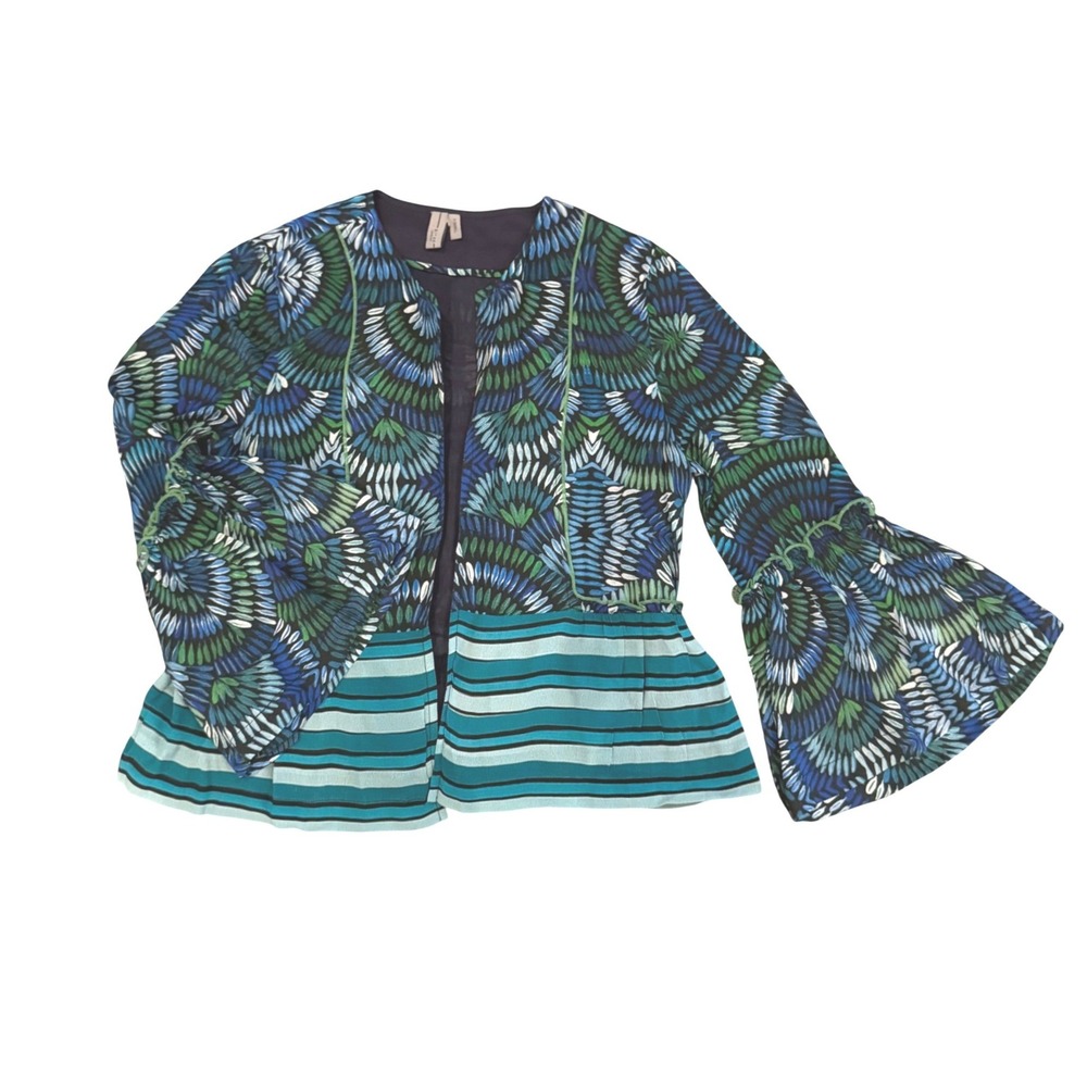 Anthropologie Blank London Annette Printed Jacket XS 3/4 Bell Sleeves Vibrant